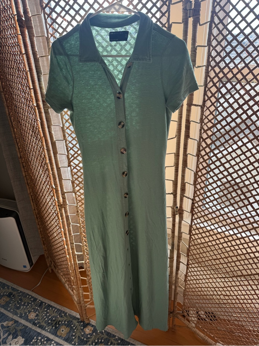 ASOS design -  Collared Button-Front Women’s Dress - Sage Green